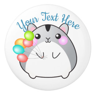 Bouton De Porte En Céramique Cute Grey Kawaii Hamster