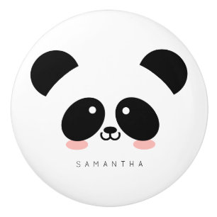 Bouton De Porte En Céramique Cute Kawaii Panda Ajouter votre nom