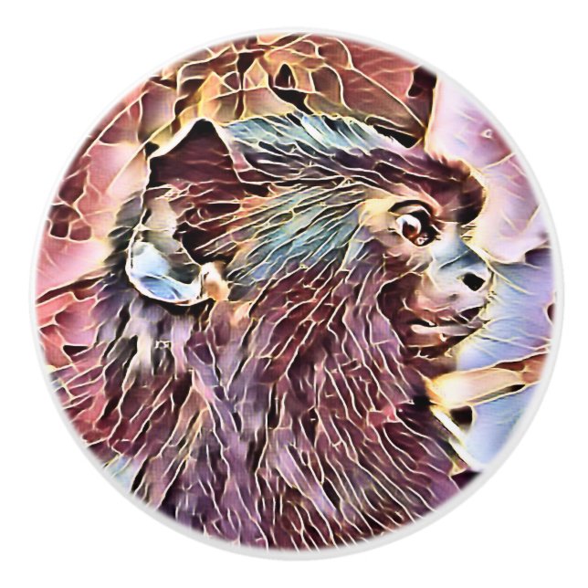 BOUTON DE PORTE EN CÉRAMIQUE CUTE LITTLE MONKEY (Devant)