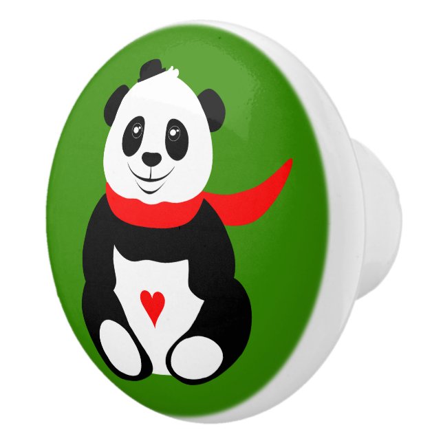 Bouton De Porte En Céramique Cute Panda avec britannique Bowler Casquette et Re (Droite)