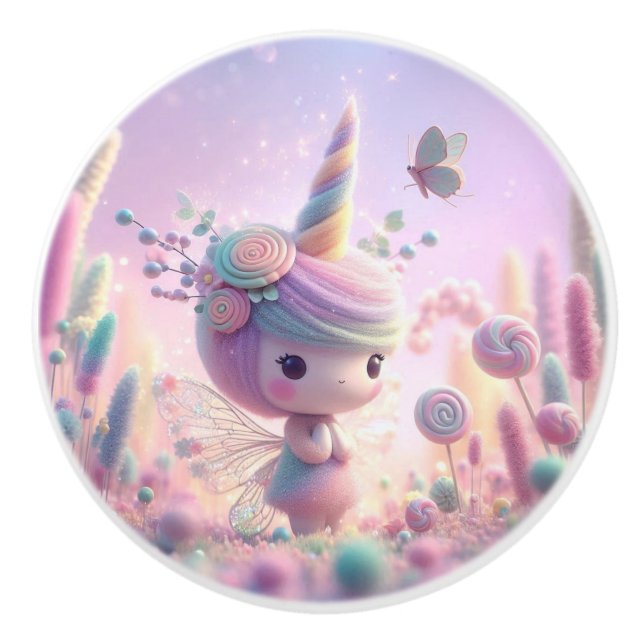 Bouton De Porte En Céramique Cute Pastel Fairy (Devant)