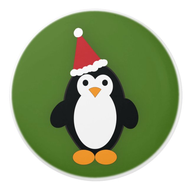 Bouton De Porte En Céramique Cute Père Noël Penguin (Devant)