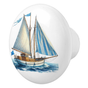 Bouton De Porte En Céramique Cute plage maison voilier