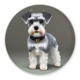 Bouton De Porte En Céramique Cute Schnauzer