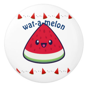 Bouton De Porte En Céramique Cute Smiling Kawaii Watermelon