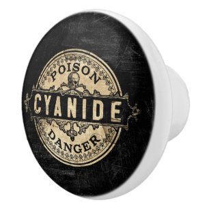 Bouton De Porte En Céramique Cyanide Vintage style Étiquette de poison