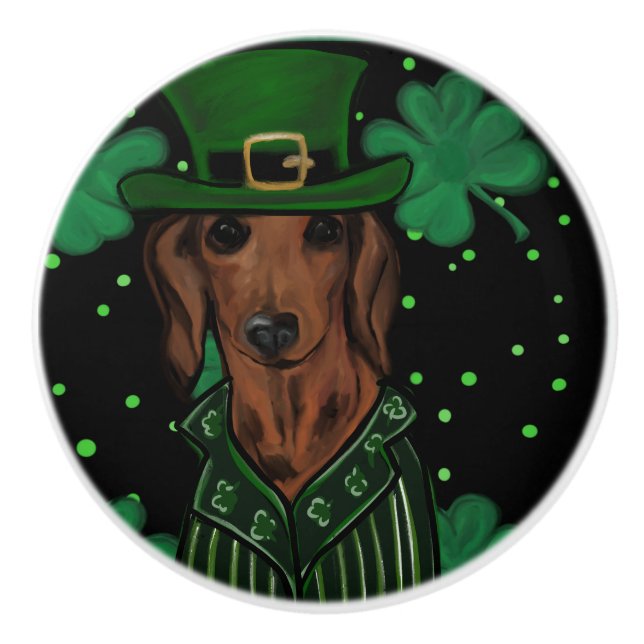 BOUTON DE PORTE EN CÉRAMIQUE DACHSHUND             (Devant)