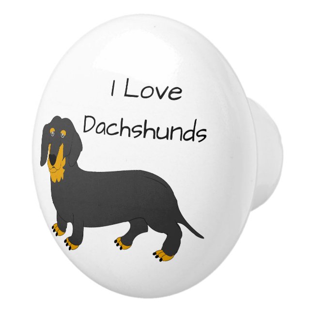 Bouton De Porte En Céramique Dachshund Dog Design (Droite)