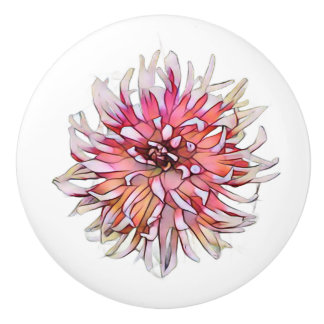 BOUTON DE PORTE EN CÉRAMIQUE DAHLIA FLOWER