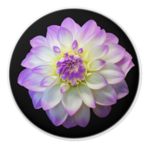 Bouton De Porte En Céramique Dahlia sur Black Ceramic Knob