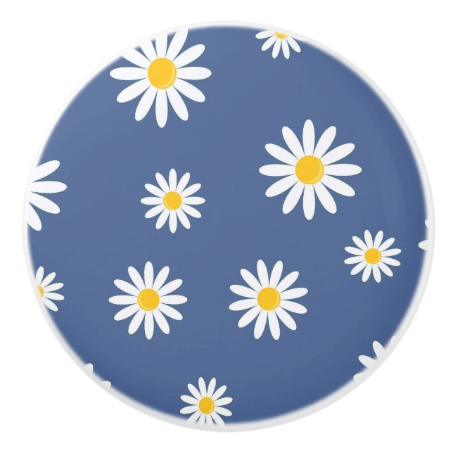 Bouton De Porte En Céramique Daisy Meadows Blue (Devant)