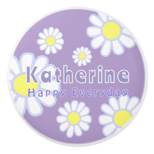 Bouton De Porte En Céramique Daisy Simple Lilac