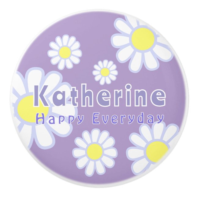 Bouton De Porte En Céramique Daisy Simple Lilac (Devant)