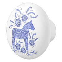 Dala suédois Horse Bleu et Blanc Ceramic Knob