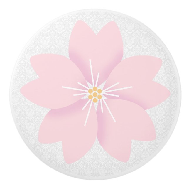 Bouton De Porte En Céramique Damas Et Fleur (Devant)