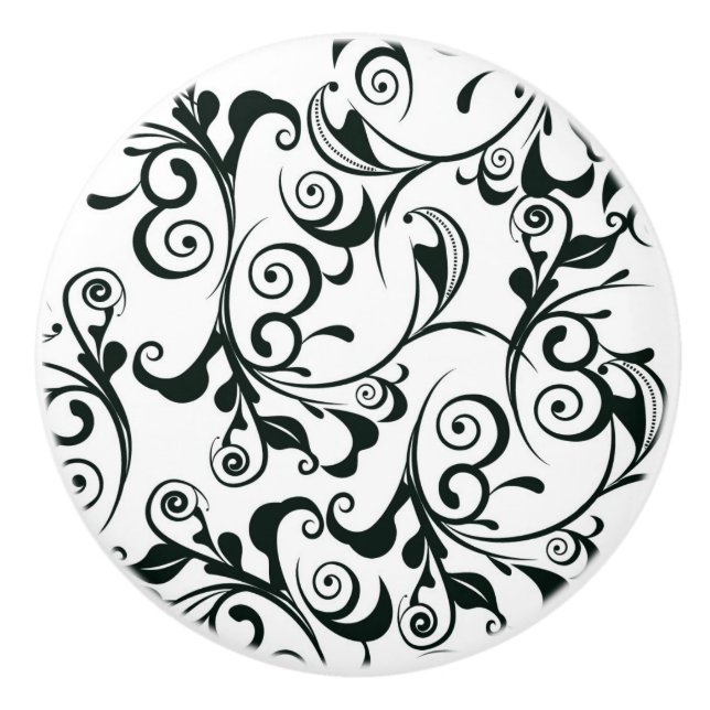 Bouton De Porte En Céramique Damassé (Devant)