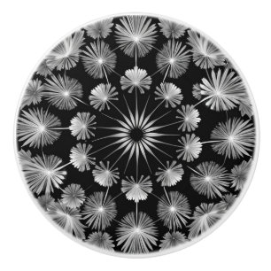 Bouton De Porte En Céramique Dandelion noir et blanc