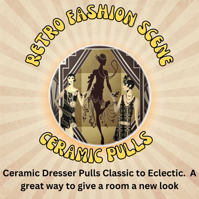 Bouton De Porte En Céramique Danseurs Retro Flapper Black Gold (Créateur téléchargé)