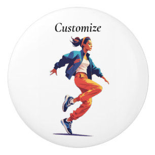 Bouton De Porte En Céramique Danseuse Hip Hop Thunder_Cove