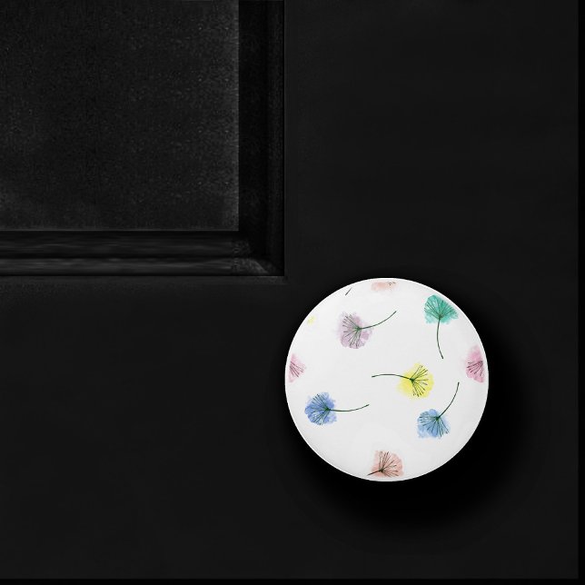 Bouton De Porte En Céramique Dansons | Motif floral aquarelle (Créateur téléchargé)