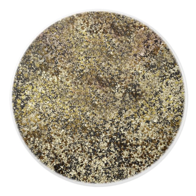 Bouton De Porte En Céramique Dark Gold Glitter Crackle Moderne Chic Glam Sparkl (Devant)