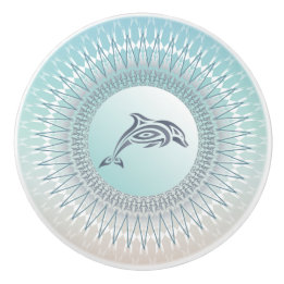Bouton De Porte En Céramique Dauphin de style plage Mandala | Bouton en céramiq