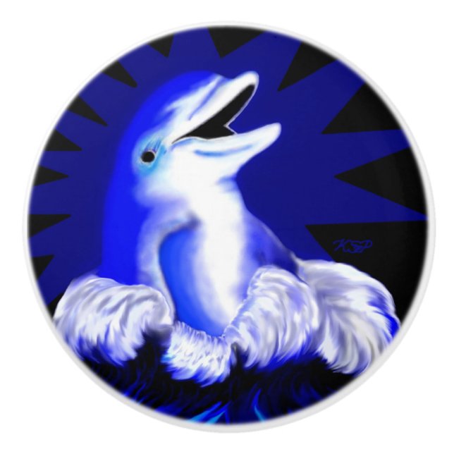 Bouton De Porte En Céramique Dauphin souriant (Devant)