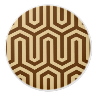 Bouton De Porte En Céramique Déco motif égyptien - caramel et chocolat
