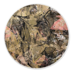 Bouton De Porte En Céramique Déco Tourbillon Abstrait Rose Noir & Or Glam Grung