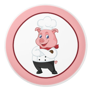 Bouton De Porte En Céramique Décor de cochon de cuisine du Pays mignon