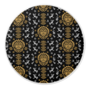 Bouton De Porte En Céramique Décor d'origine artistique aztèque mexicaine