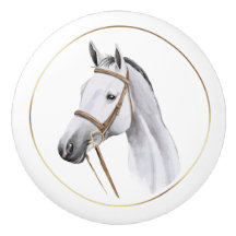 Décor équin Cheval gris Vintage Knob équestre