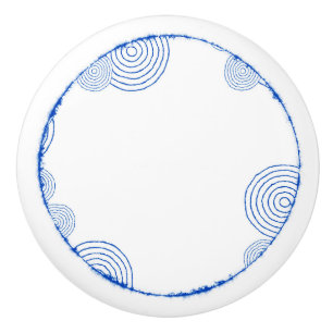 Bouton De Porte En Céramique Décoration Cercles Bleus