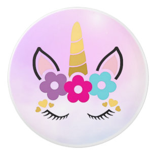 Bouton De Porte En Céramique Décoration de porte de chambre de fille Licorne Co