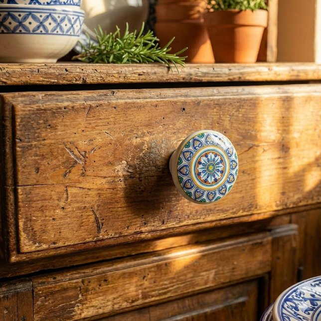 Bouton De Porte En Céramique Decorative Italian Antico Deruta Elegance (Bring authentic Italian craftsmanship into your home with this ceramic cabinet knob)