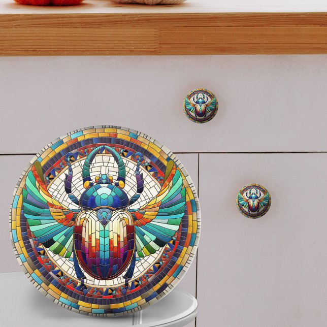 Bouton De Porte En Céramique Dendroctone du scarab égyptien - Art mosaïque (Créateur téléchargé)