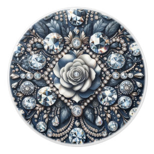 Bouton De Porte En Céramique Denim & Diamonds Glam Bling Bijoux Roses