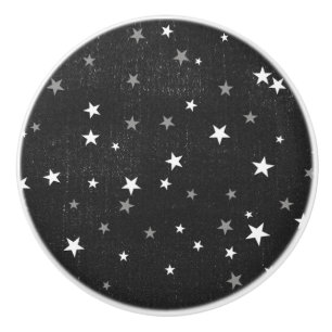 Bouton De Porte En Céramique Denim Noir Délavé Star Grunge Cool
