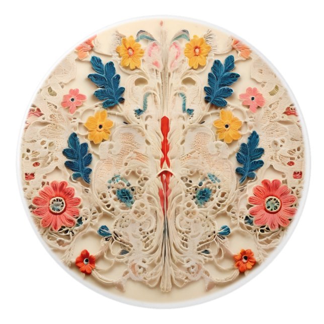 Bouton De Porte En Céramique Dentelle (Devant)