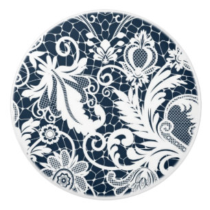 Bouton De Porte En Céramique Dentelle blanche 2