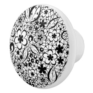 Bouton De Porte En Céramique Dentelle noire