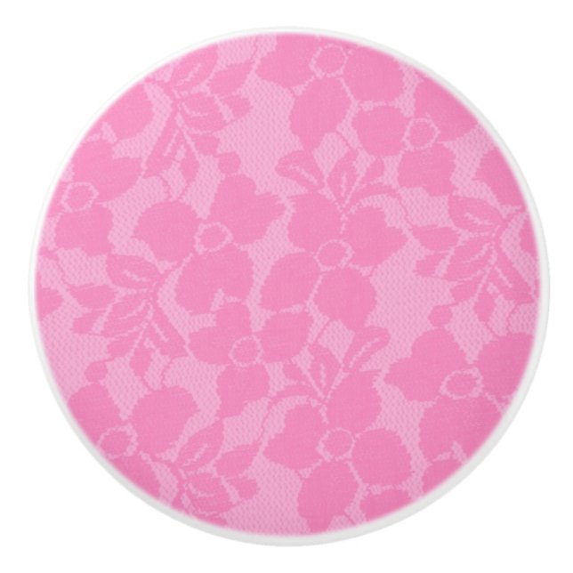 Bouton De Porte En Céramique Dentelle rose dentelle florale Lingerie Dresseuse (Devant)