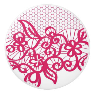 Bouton De Porte En Céramique Dentelle rouge