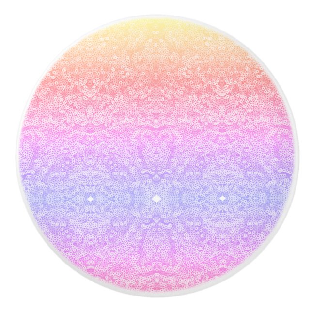 Bouton De Porte En Céramique Dentelle séquentielle dégradé motif or rose violet (Devant)