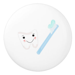 Bouton De Porte En Céramique Dents et brosse à dents mignons