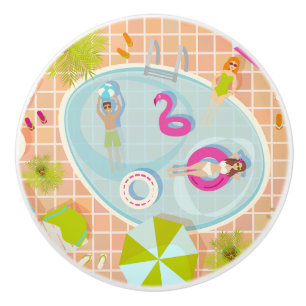 Bouton De Porte En Céramique Des filles et des garçons du bikini jouant au jeu 