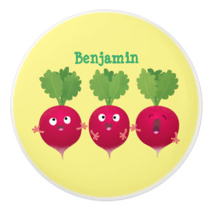 Bouton De Porte En Céramique Des radis mignons chantant des légumes de dessin a