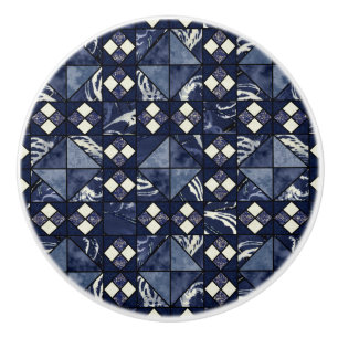 Bouton De Porte En Céramique Descendre par la mer (en bleu)