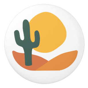 Bouton De Porte En Céramique Désert Rétro avec Cactus