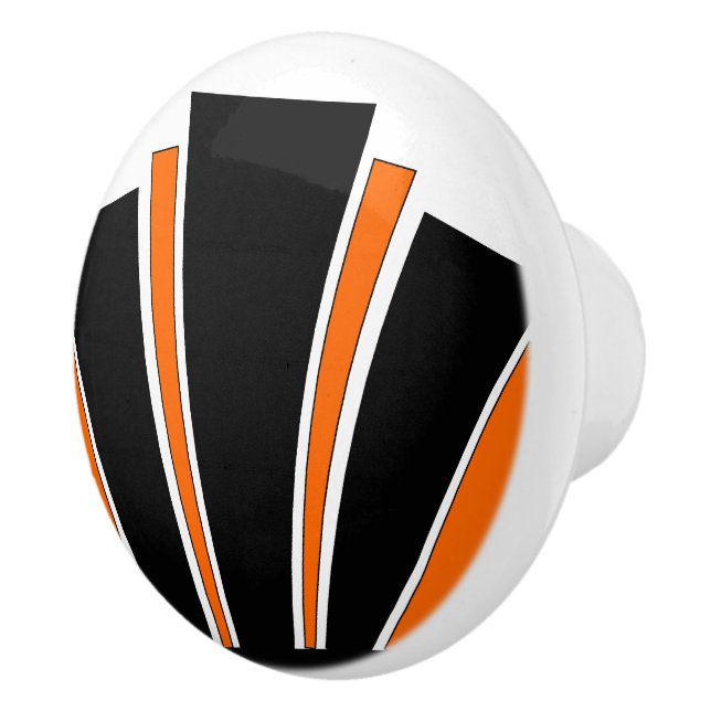 Bouton De Porte En Céramique Design Art déco orange (Droite)